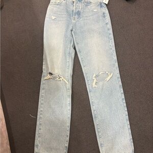 Women's Light Blue Distressed Jeans